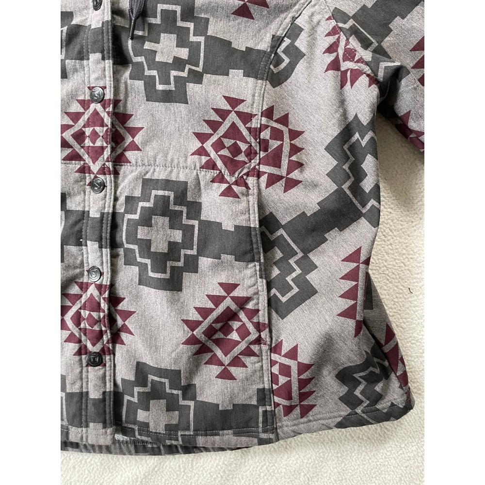 Noble Outfitters Womens XXL Hooded Flannel Jacket Grey Southwestern Aztec Lined - Picture 13 of 16